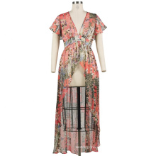 OEM Female Casual Printed Beachwear Boho Dress Sexy Sun Dresses